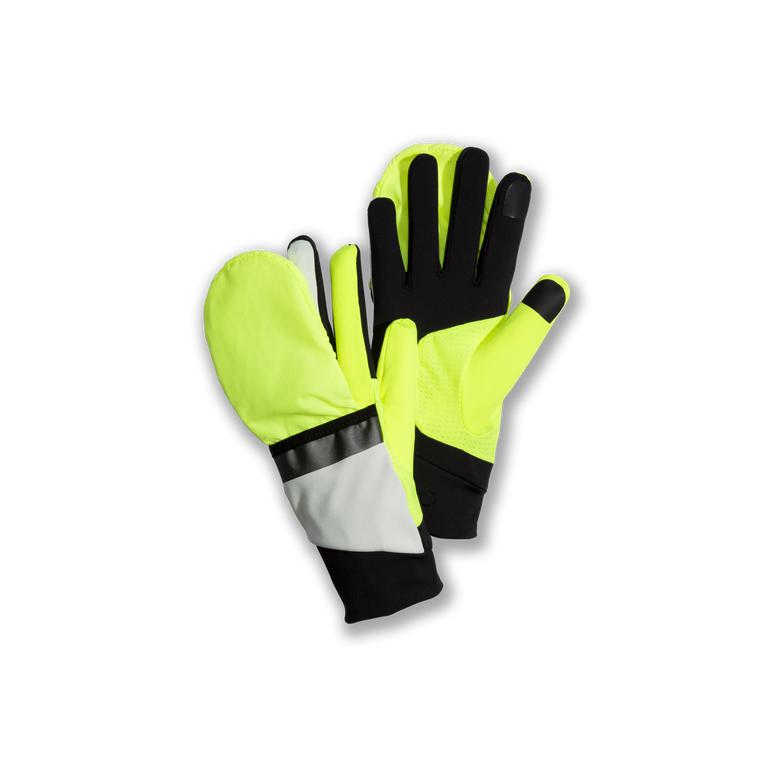 Brooks Draft Hybrid Men's Running Gloves - Icy Grey/Black/NIghtlife/GreenYellow (09316-TARP)